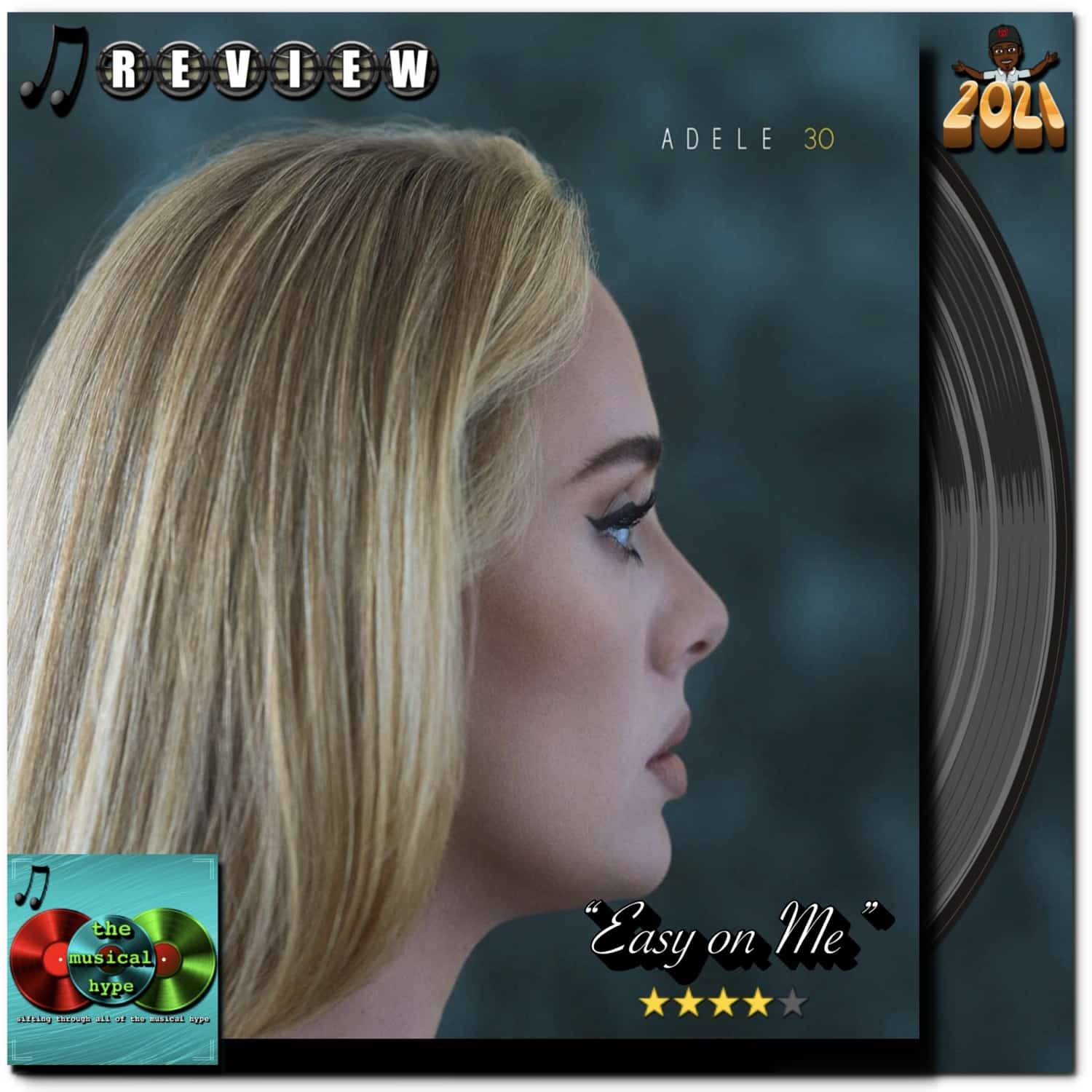 Adele, "Easy on Me" [📷: Brent Faulkner, Columbia, Melted Stone, The Musical Hype, OpenClipart-Vectors from Pixabay]