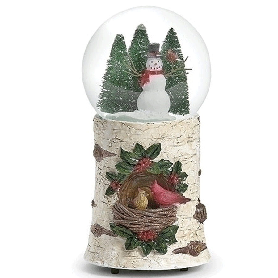 Snowman-Cardinals-Nest-Globe