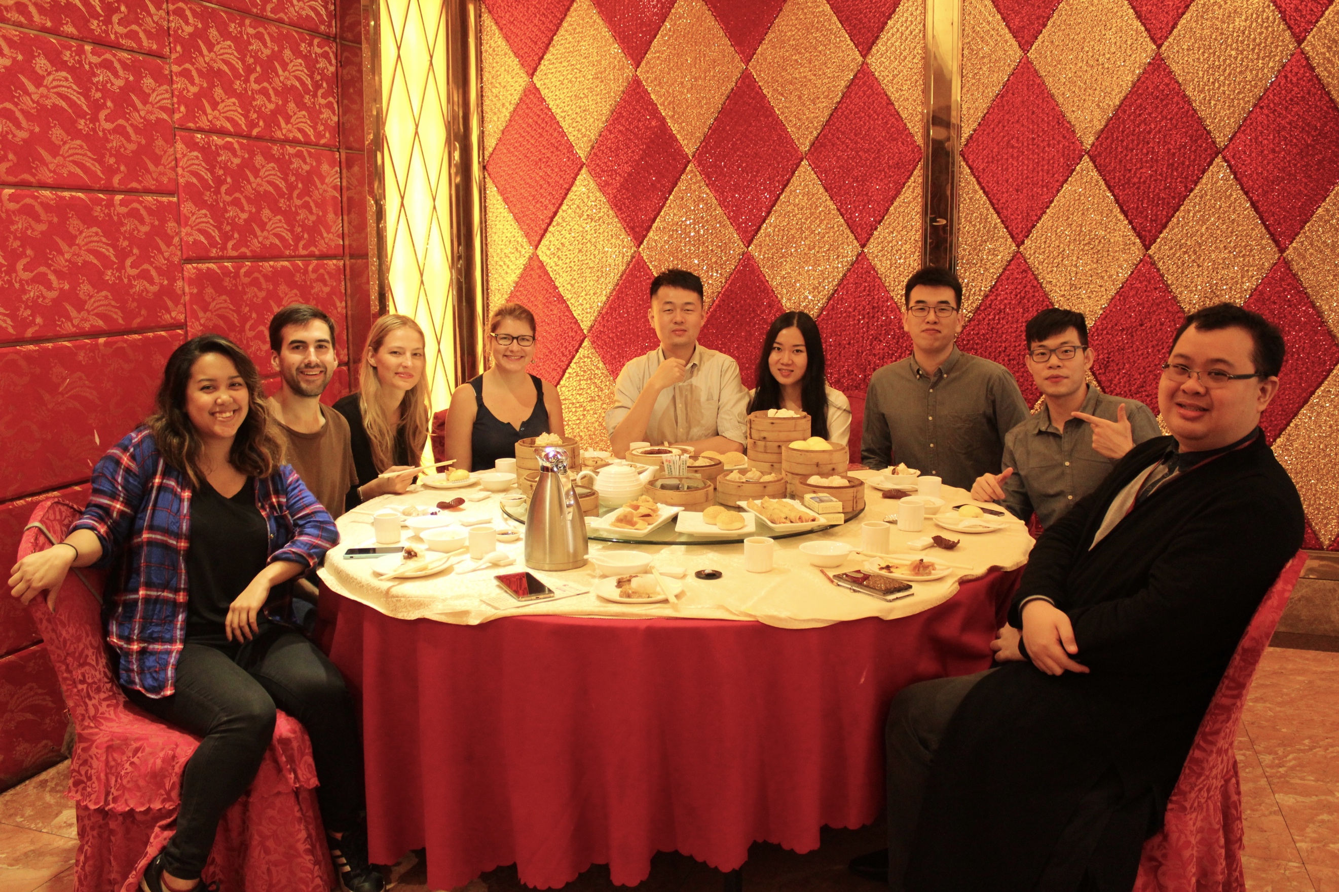 Megan, Martin, Regina, Anna, Qin, Jinying, Conan, Edison, and Kevin at Dim Sum