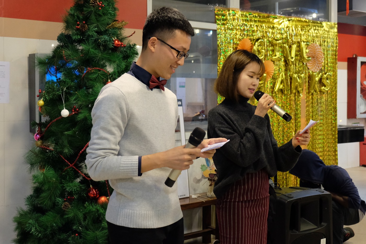 Hosts James and Christina