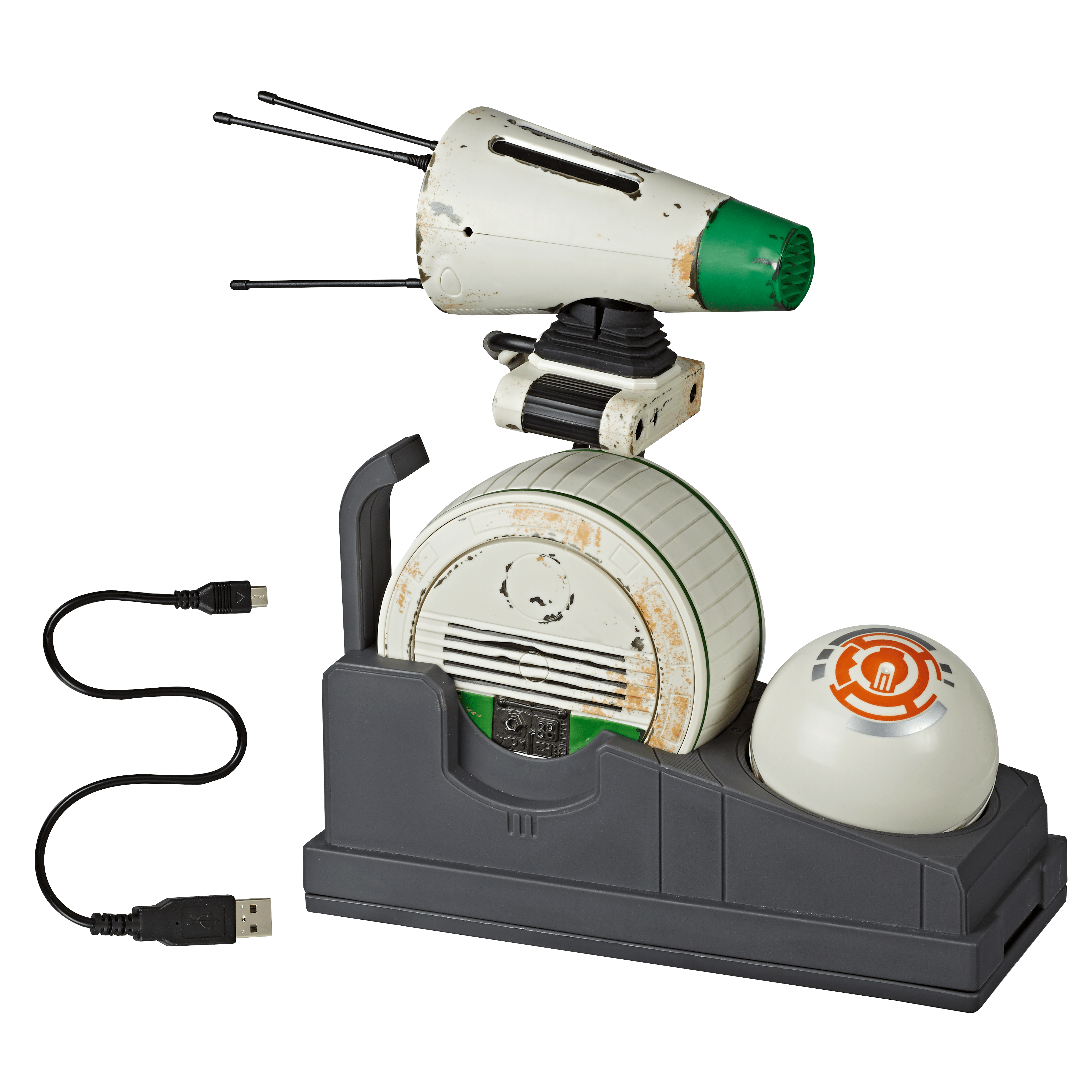STAR WARS ULTIMATE D-O INTERACTIVE DROID (HASBRO/Ages 8 years & up/Approx. Retail Price: Starting at $149.99/Available: Fall 2019) Cobbled from odds and ends in the workshop of a droidsmith, D-O is an impressionable little roller that becomes fixated upon BB-8! The ULTIMATE D-O INTERACTIVE DROID lets kids and fans display and play with a replica that has a self-balancing wheel, multiple modes of play, moving head and antennas, and features light-up LED eyes, sound effects, and premium deco inspired by STAR WARS: THE RISE OF SKYWALKER. Drive D-O around using the free downloadable app, or play in one of multiple modes, whether D-O is resting in the included docking station or rolling around on the floor! When using the ball, Ultimate D-O will play in Follow Mode and Chase Mode. This interactive droid has premium deco, so it looks great on shelves while displayed in the docking station. With the ULTIMATE D-O INTERACTIVE DROID, bring the fun and magic of the STAR WARS saga home! Includes droid, ball, USB charge cable, and removable docking station. Requires 1 3.7V 500mAh LiPO battery, included (non-replaceable). Also requires 2 1.5V AAA batteries. Available exclusively at Target and Target.com.