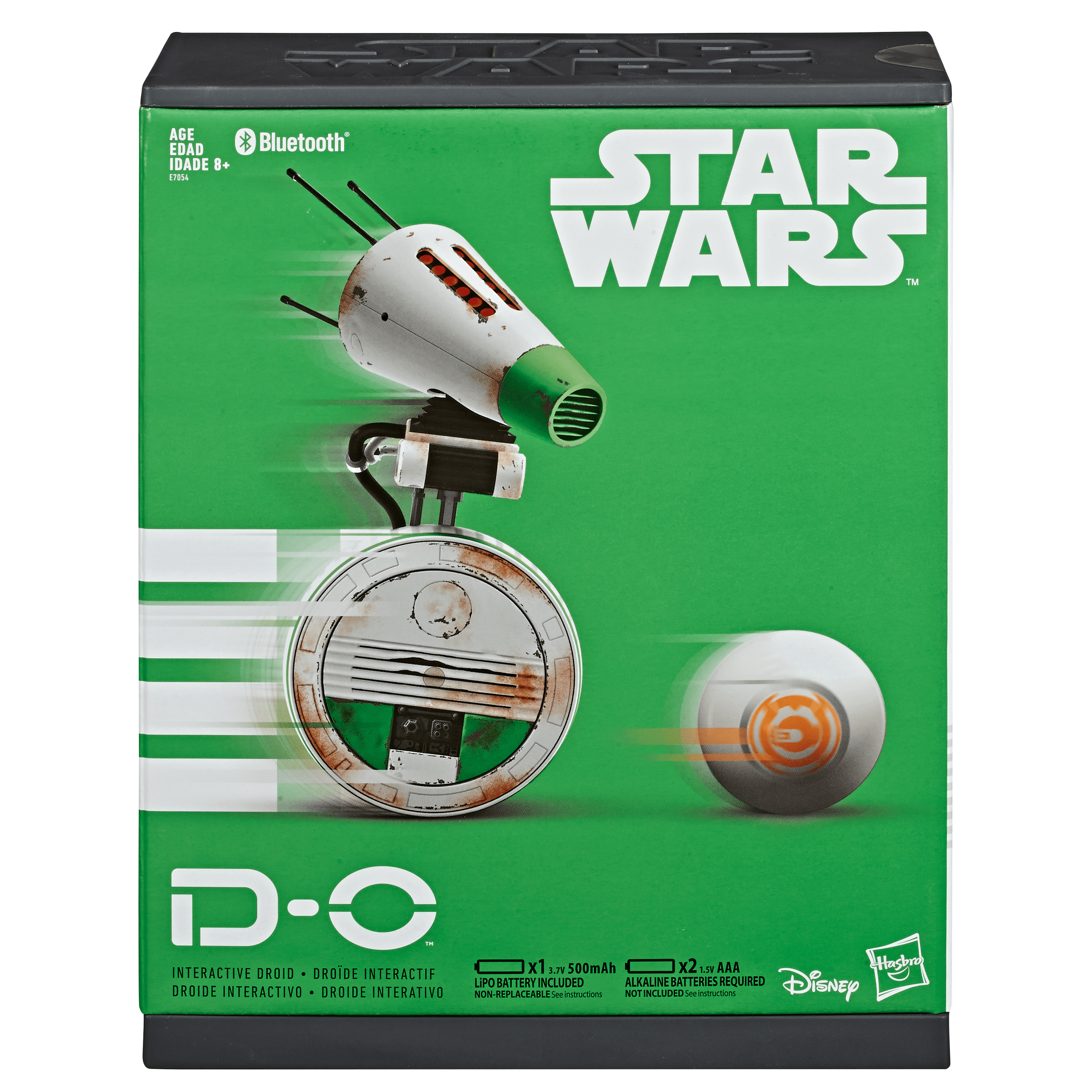 STAR WARS ULTIMATE D-O INTERACTIVE DROID (HASBRO/Ages 8 years & up/Approx. Retail Price: Starting at $149.99/Available: Fall 2019) Cobbled from odds and ends in the workshop of a droidsmith, D-O is an impressionable little roller that becomes fixated upon BB-8! The ULTIMATE D-O INTERACTIVE DROID lets kids and fans display and play with a replica that has a self-balancing wheel, multiple modes of play, moving head and antennas, and features light-up LED eyes, sound effects, and premium deco inspired by STAR WARS: THE RISE OF SKYWALKER. Drive D-O around using the free downloadable app, or play in one of multiple modes, whether D-O is resting in the included docking station or rolling around on the floor! When using the ball, Ultimate D-O will play in Follow Mode and Chase Mode. This interactive droid has premium deco, so it looks great on shelves while displayed in the docking station. With the ULTIMATE D-O INTERACTIVE DROID, bring the fun and magic of the STAR WARS saga home! Includes droid, ball, USB charge cable, and removable docking station. Requires 1 3.7V 500mAh LiPO battery, included (non-replaceable). Also requires 2 1.5V AAA batteries. Available exclusively at Target and Target.com.