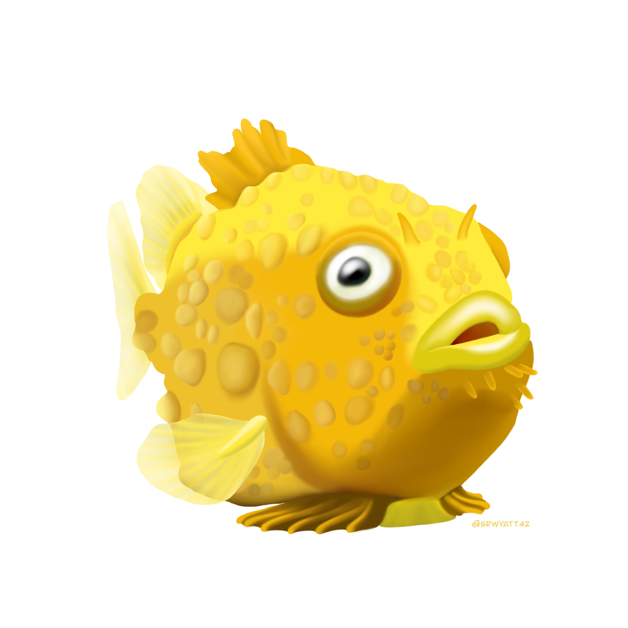 Pacific Spiny Lumpsucker: This is the piece that started my sticker shop. A friend commissioned me to make this for stickers. People were interested in where they could get their own PSL stickers and I opened my shop.