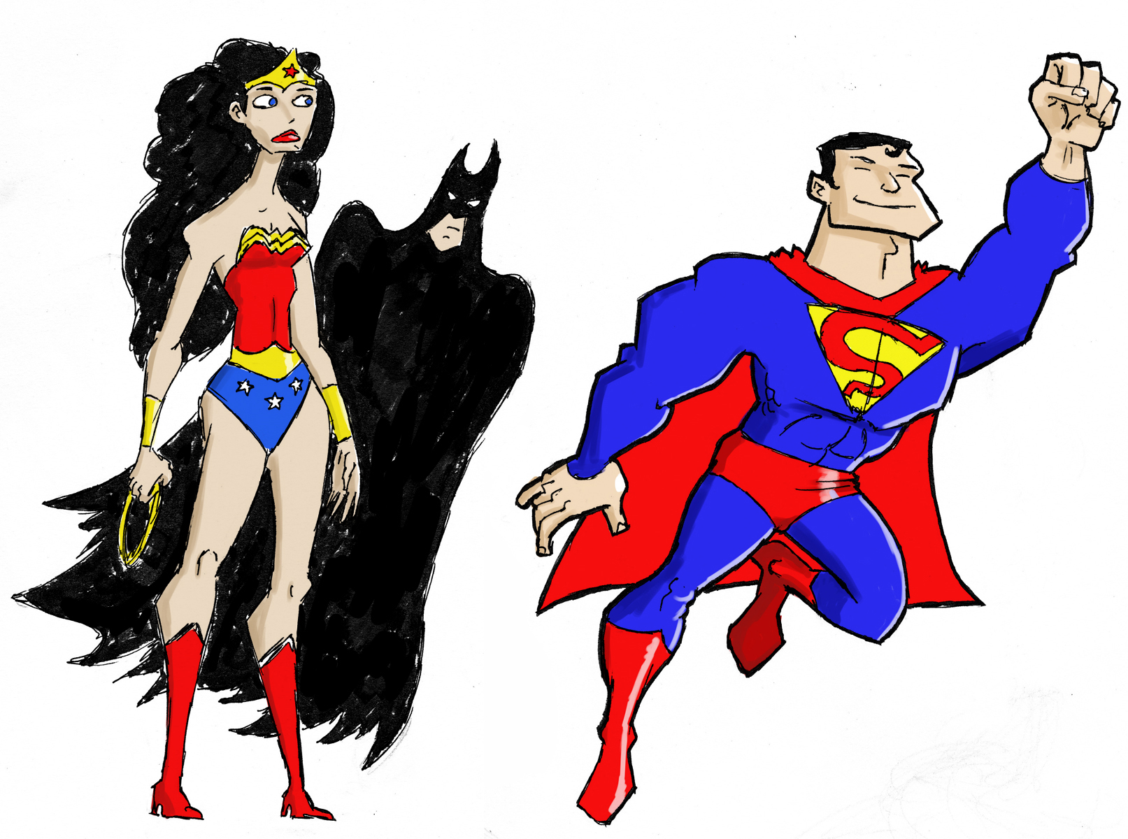 Wonder Woman, Batman, and Superman