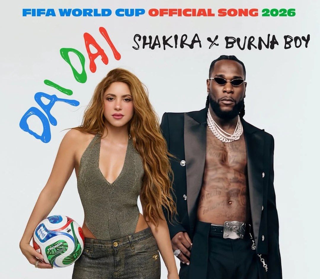 Official artwork for "Dai Dai" by Shakira and Burna Boy, nominated for Best Collaboration and Best Latin at the 2026 MTV VMAs