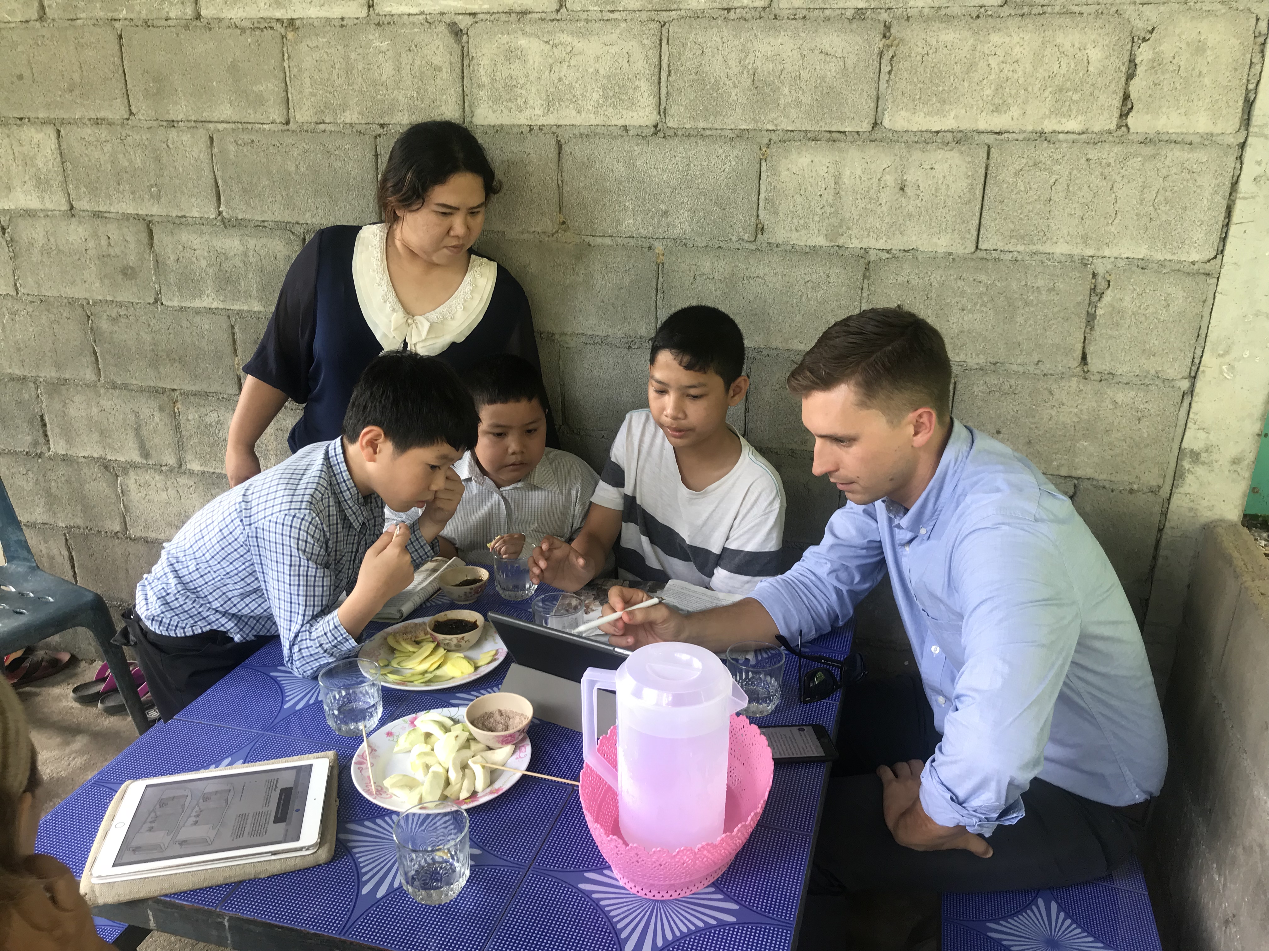 Aaron is studying with the two boys this summer