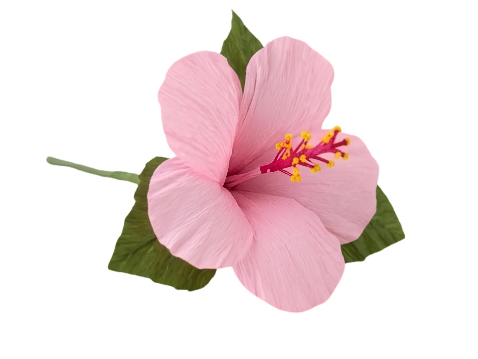 Handcrafted Light Pink Crepe Paper Hibiscus (Gulabi Jaswand) Flower