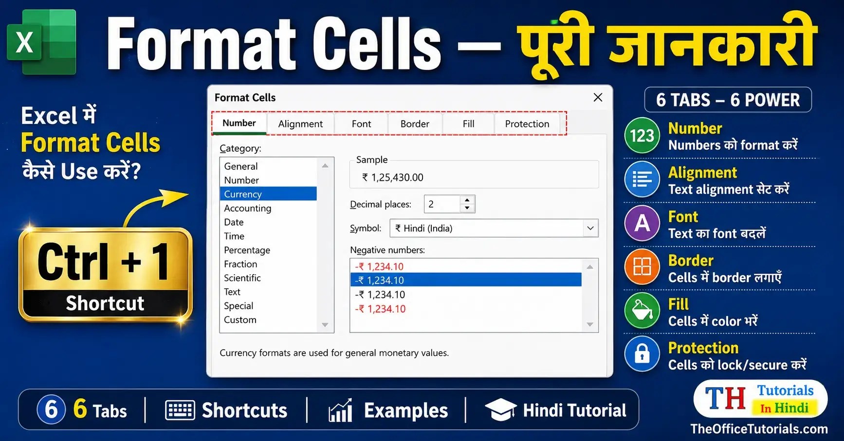 Excel Format Cells tutorial in Hindi 1