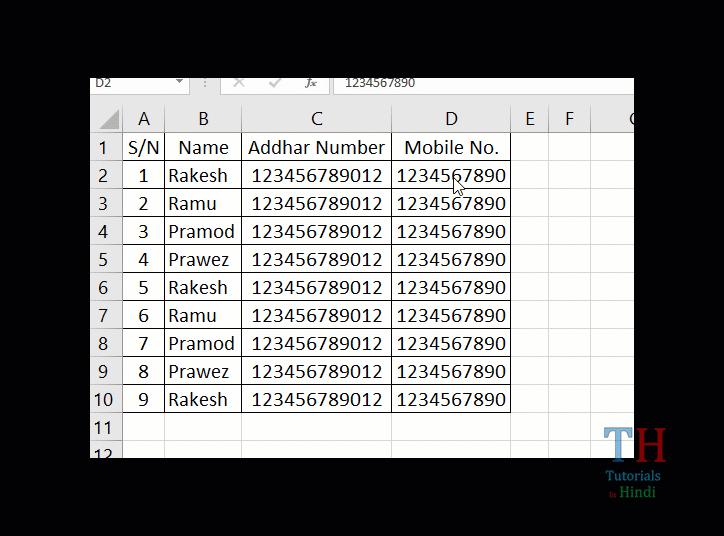Full column selection with Excel shortcut Key