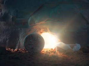 He is Risen. Picture of Jesus' Tomb.