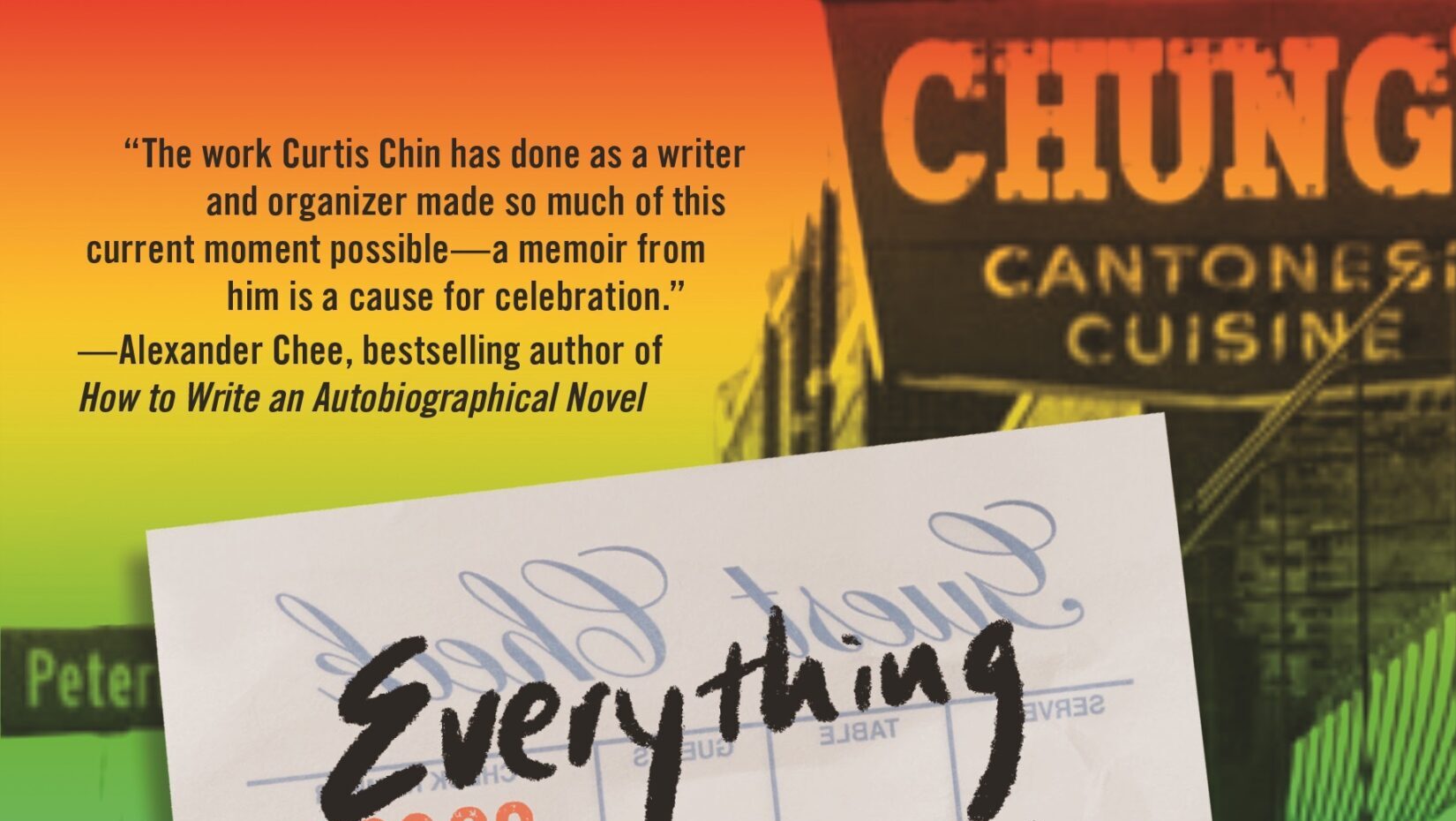 Image of the top section of the book cover of “Everything I Learned, I Learned in a Chinese Restaurant”.
