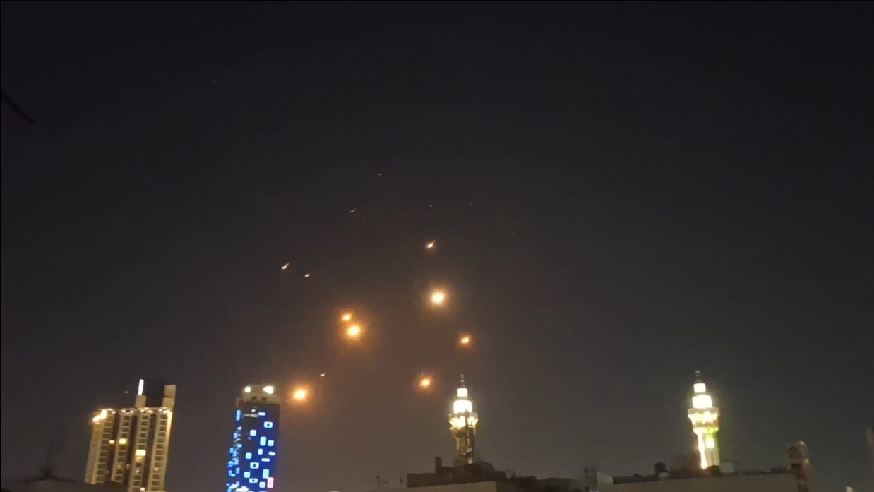 A view of missiles flying over Amman.