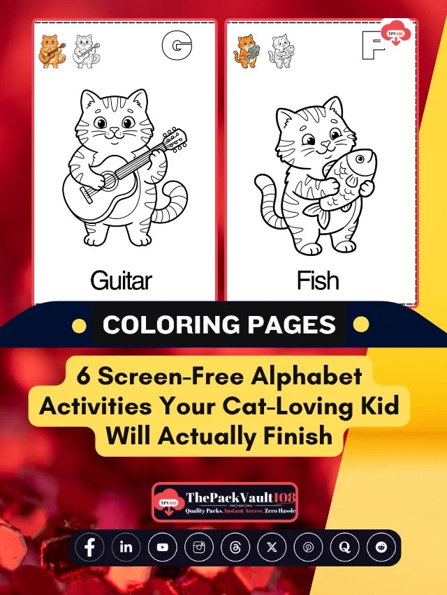 Cat alphabet screen-free activity pages for kids ages 3 to 8