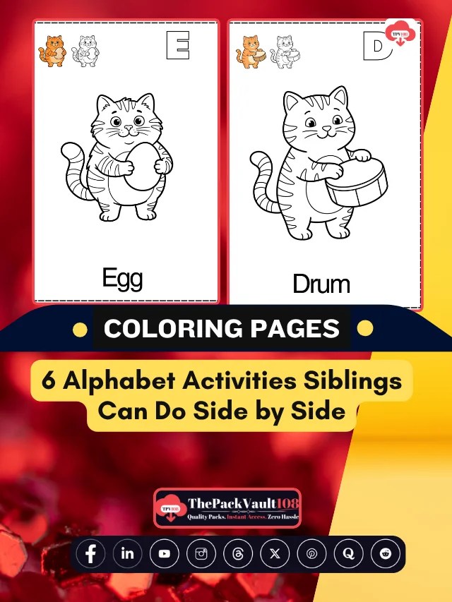 Cat alphabet activity pages for siblings ages 3 to 8