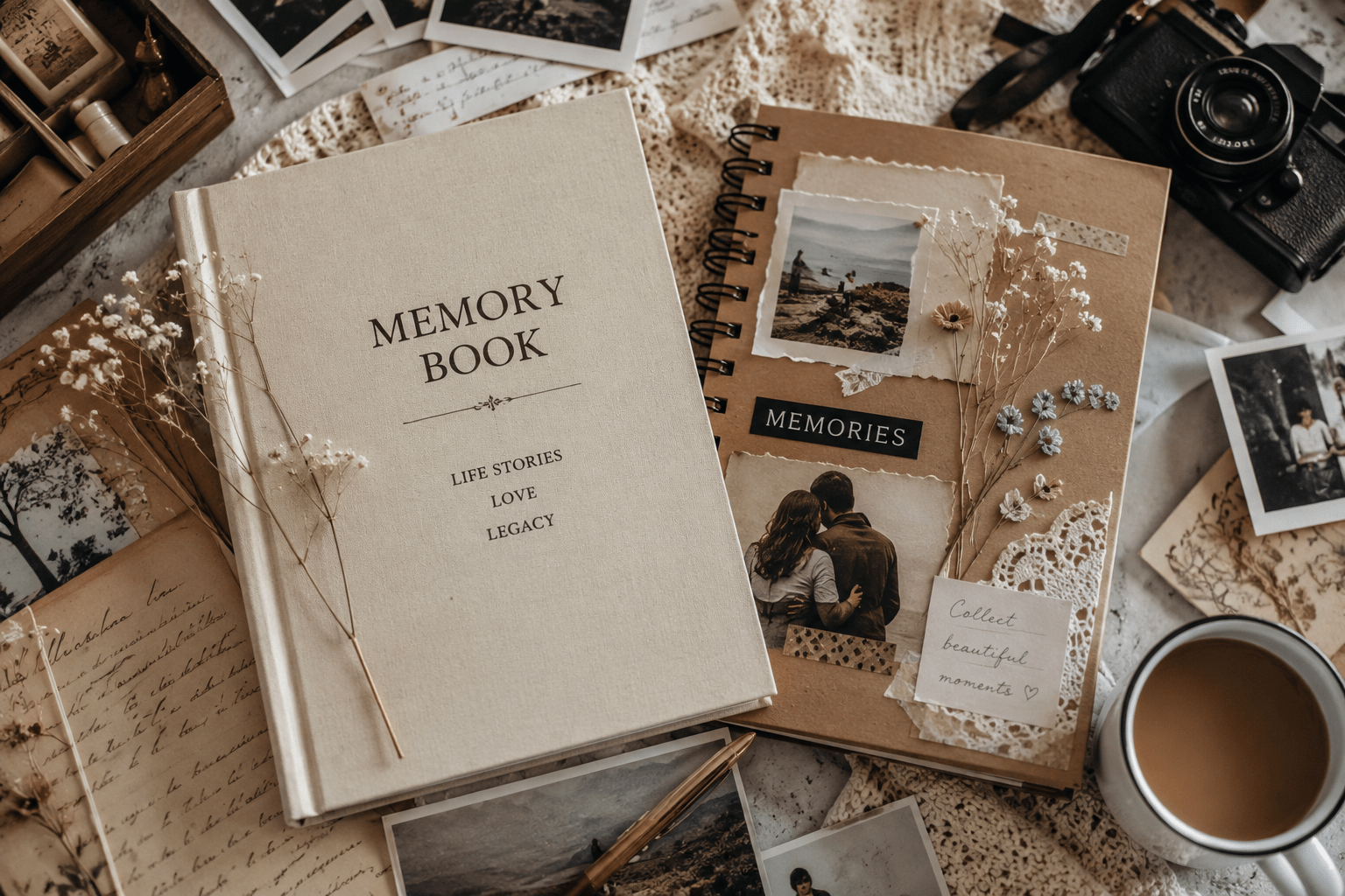 Featured image for “Memory Books vs Scrapbooks: Preserving Your Stories”.