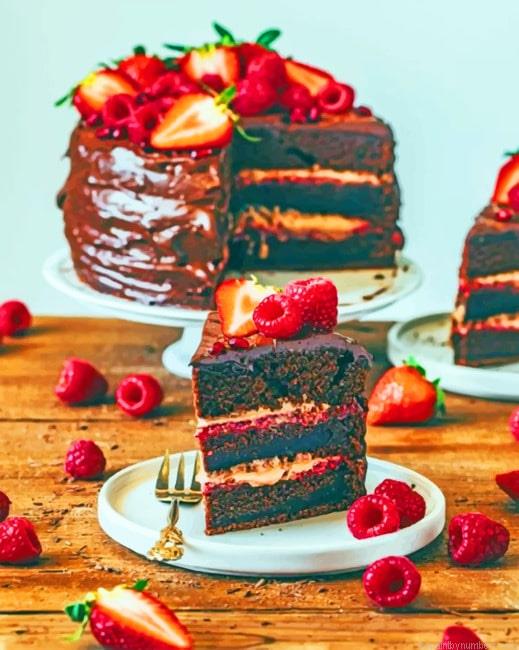 Chocolate And Raspberry Cake Paint By Numbers