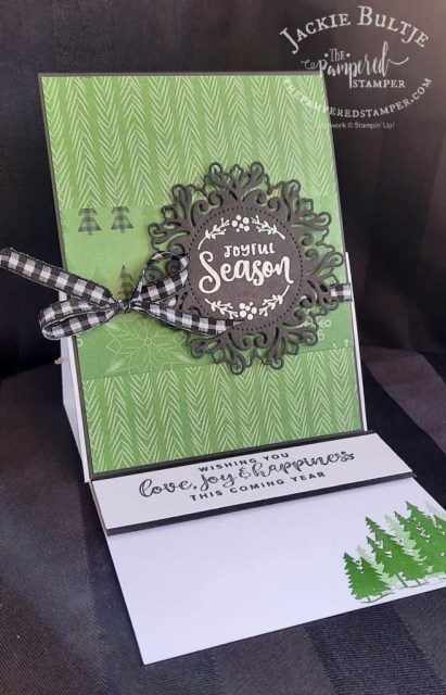 Parcels in the Post card using Encircled in Beauty dies and Peaceful Deer paper
