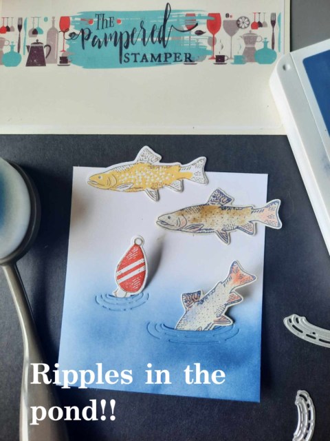 Ripples in the pond dies from Gone Fishing by Stampin'Up! Perfect for Father's Day and masculine cards.