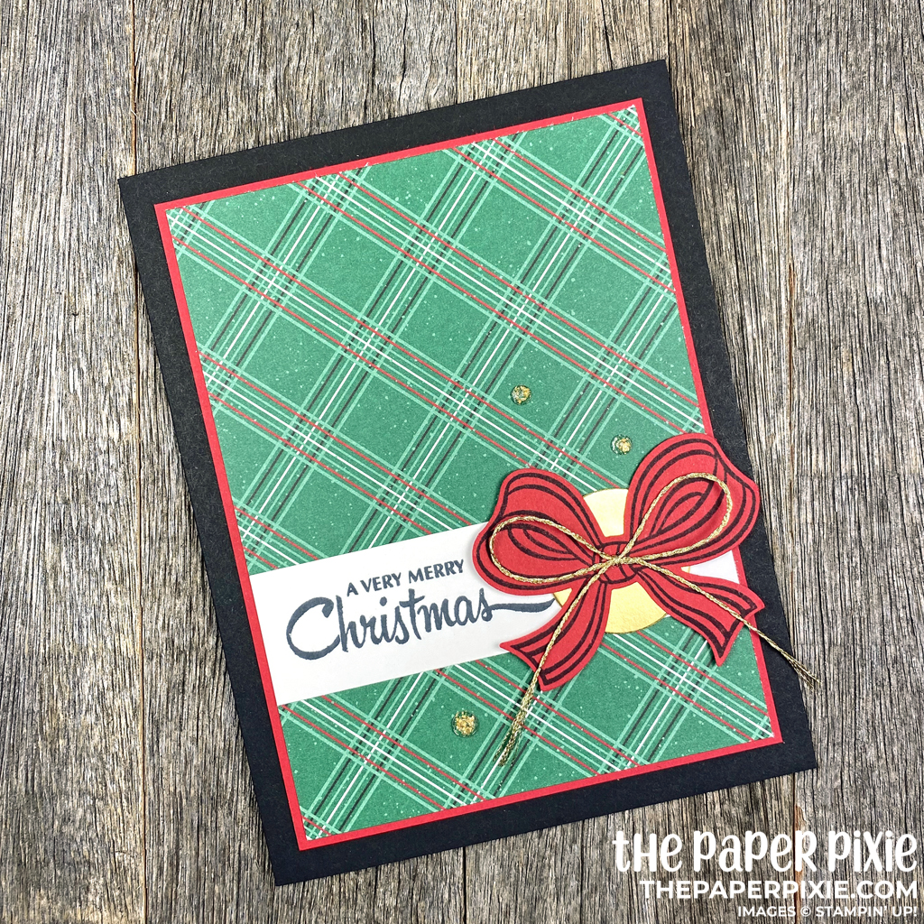Handmade Christmas Card with a bow and the sentiment A Very Merry Christmas
