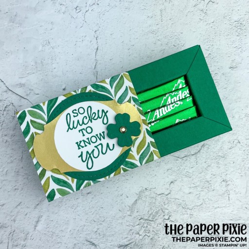 This is a handmade Andes Mints Shadow Box craft project created by the Paper Pixie using Stampin' Up! supplies.
