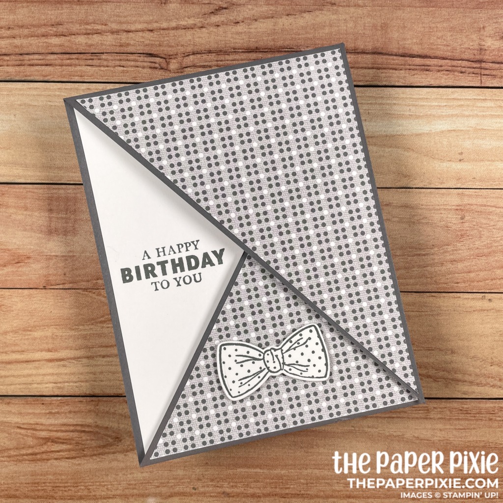 This is a handmade Diagonal Double Flap card made with the Well Suited Stampin' Up! product suite and the sentiment says a happy birthday to you.
