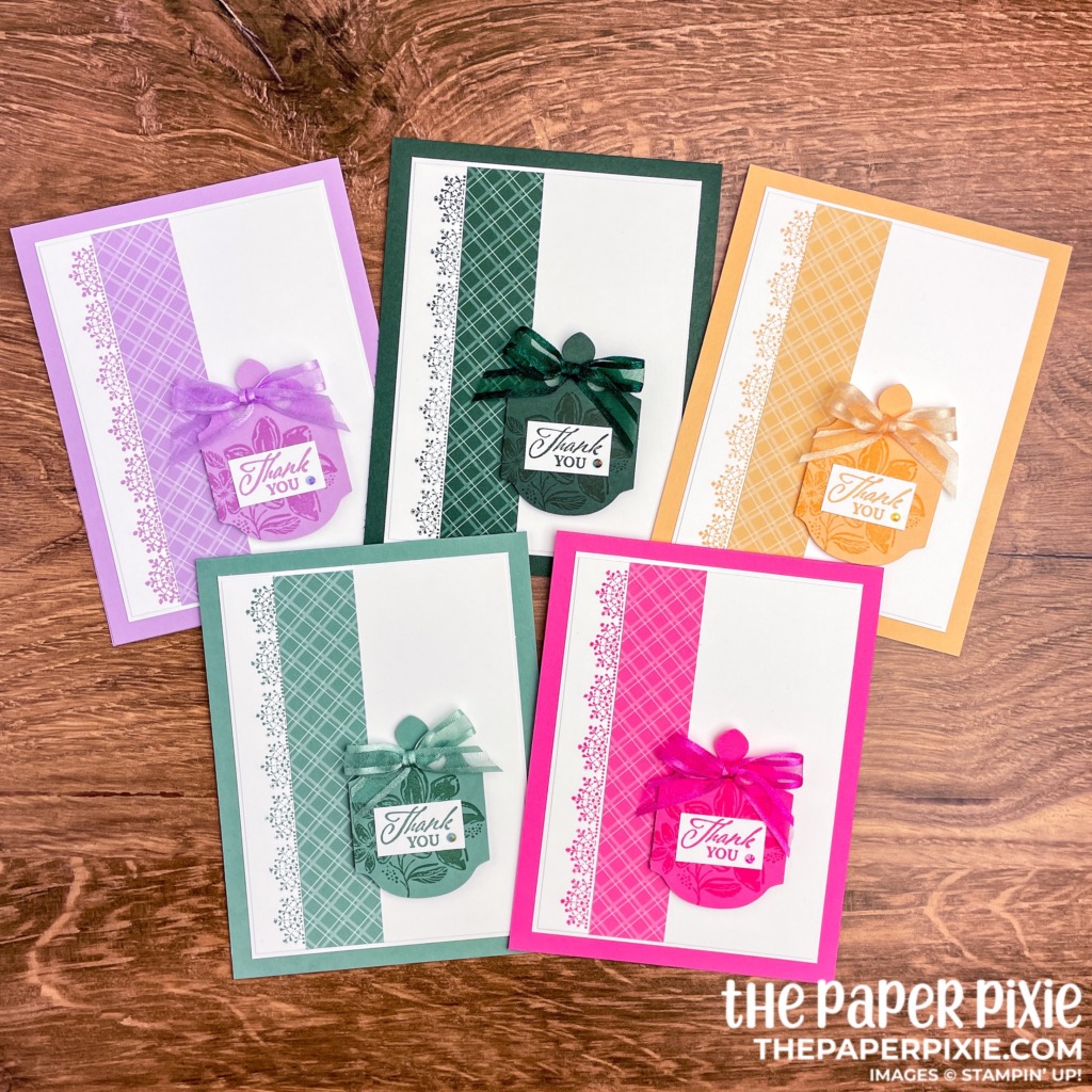 This is a handmade card stamped with the Elegantly Said Stampin' Up! bundle and the sentiment says thank you.