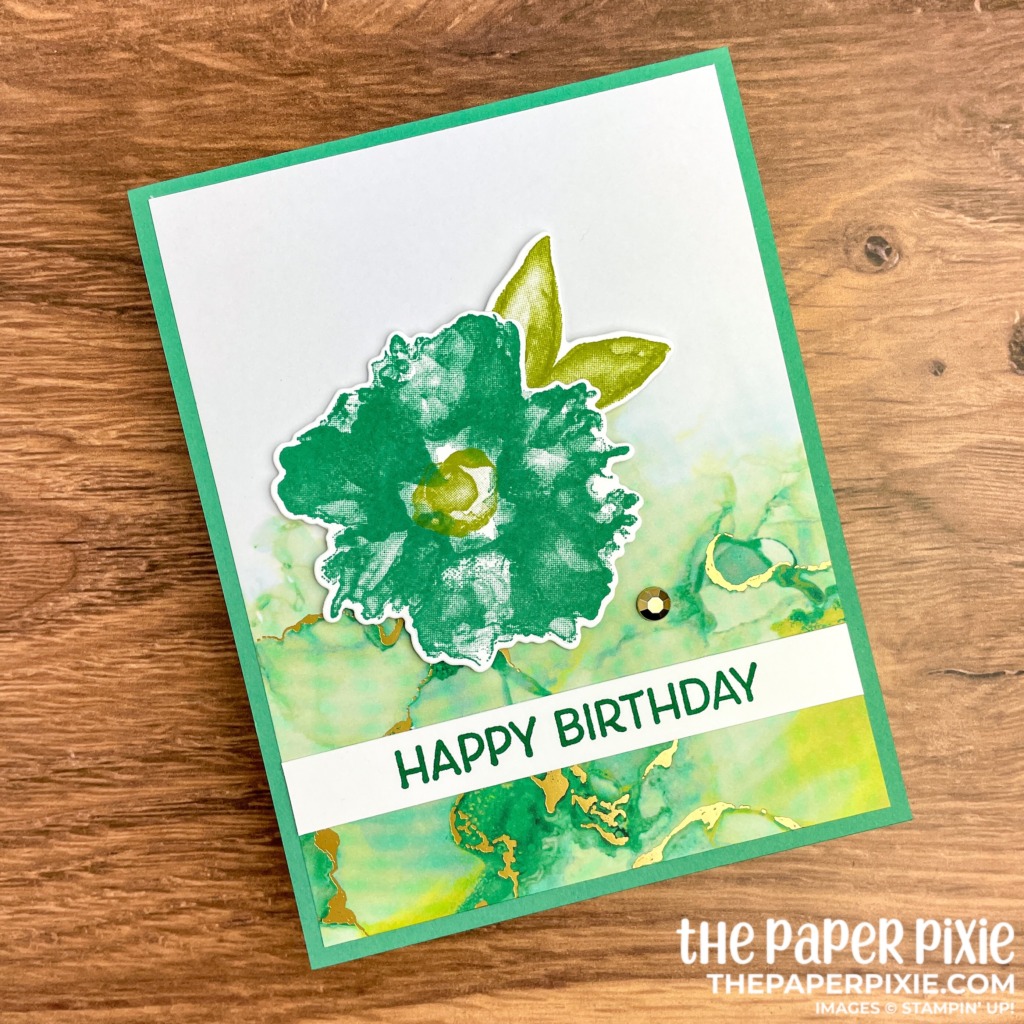 This is a handmade one sheet wonder card set made with the Expressions in Ink Stampin' Up! product suite and the sentiment says happy birthday.