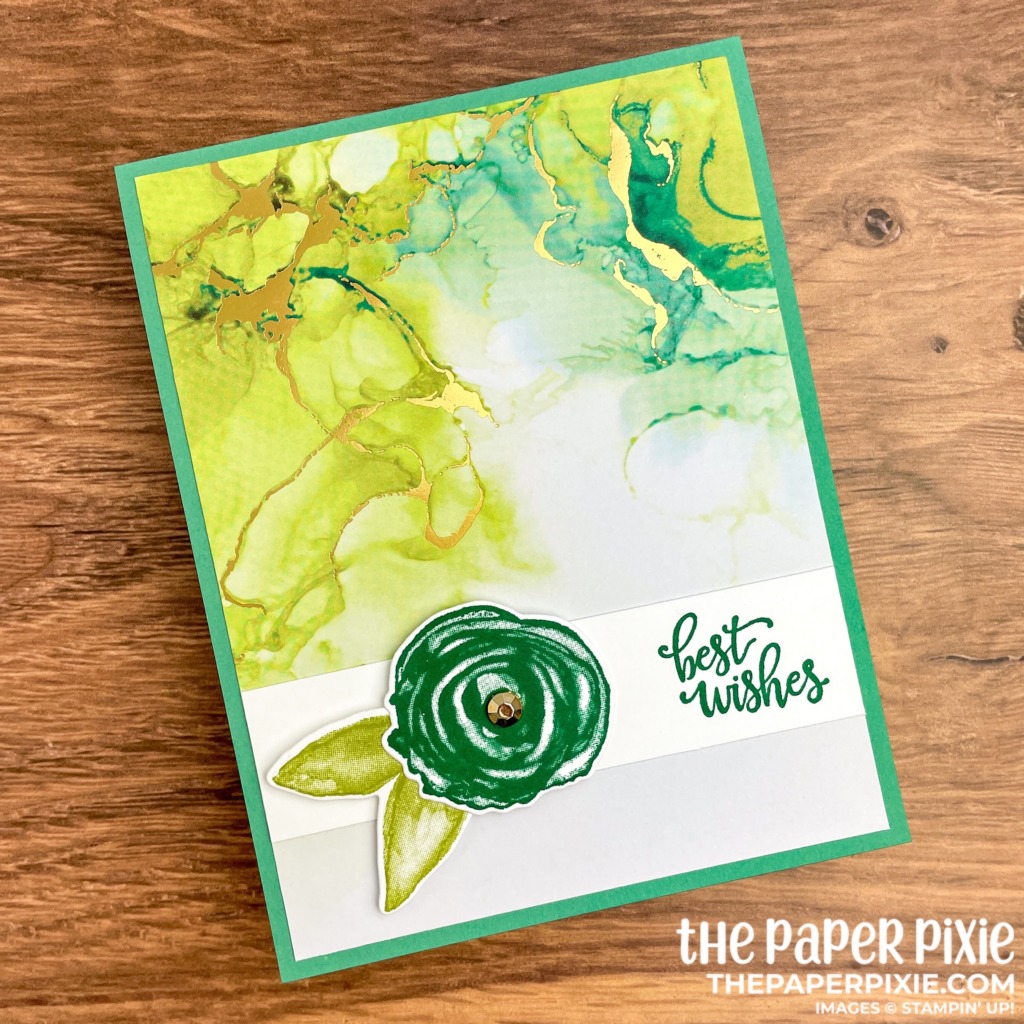 This is a handmade one sheet wonder card set made with the Expressions in Ink Stampin' Up! product suite and the sentiment says best wishes.