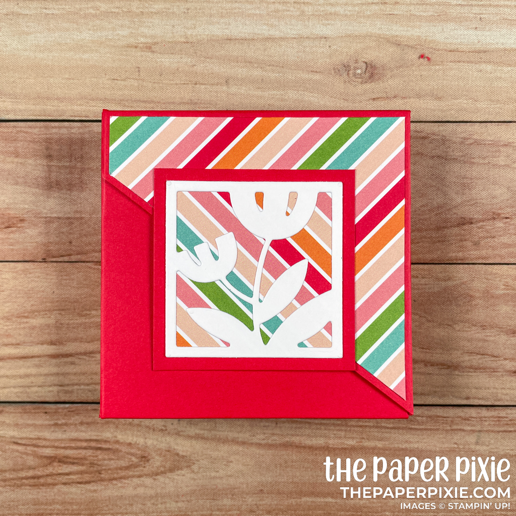 This is a handmade Diagonal Mini Gift Box craft project created by the Paper Pixie using Stampin' Up! supplies.