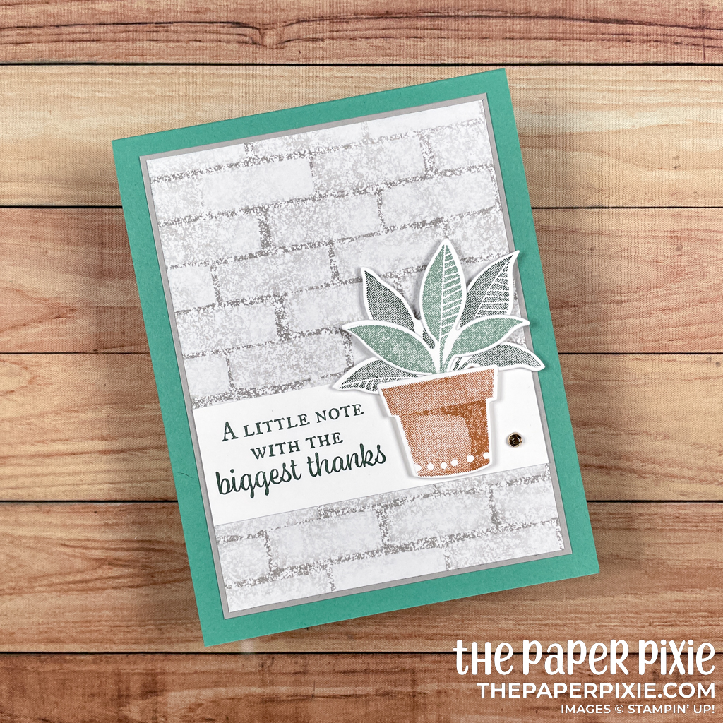 This is a handmade card made with the Plentiful Plants Stampin' Up! bundle and the sentiment says a little note with the biggest thanks.