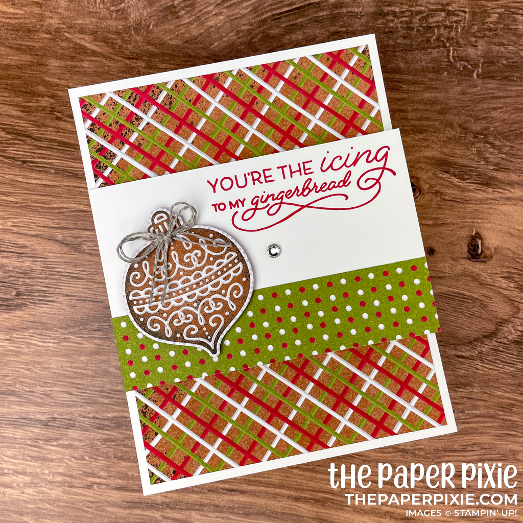 This is a flap fun fold card made with the Frosted Gingerbread Stampin' Up! bundle and the sentiment says you're the icing to my gingerbread