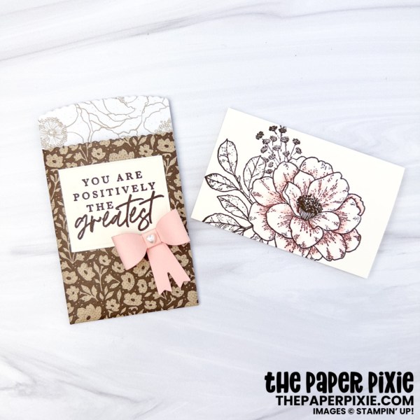 This is an Abigail Rose mini pocket envelope and mini card made with the Cottage Rose Stampin' Up! stamp set and Abigail Rose Designer Series Paper and the sentiment says You are positively the greatest