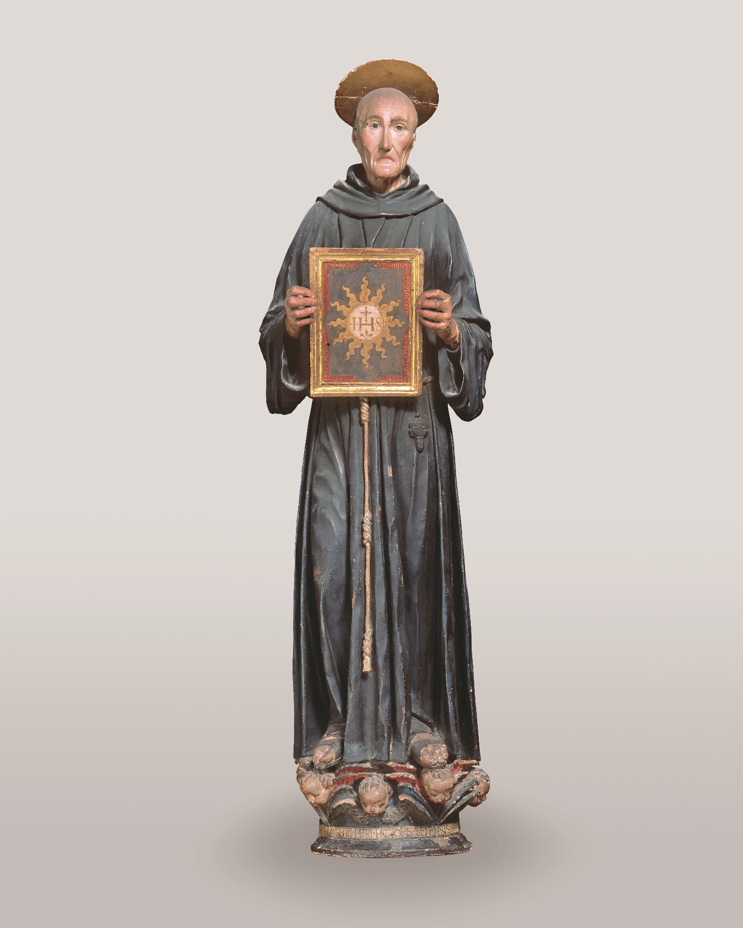 Lorenzo di Pietro detto il Vecchietta (Siena 1410 – 1480) San Bernardino da Siena 1460-1464 Legno intagliato e dipinto, Firenze, Museo nazionale del Bargello