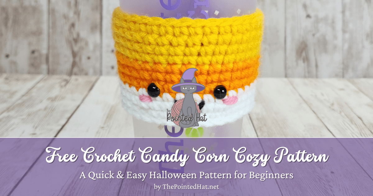 FREE Crochet Pattern: Candy Corn Cup Cozy