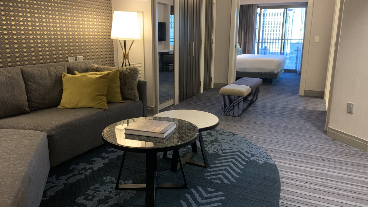 Aerial view of the room