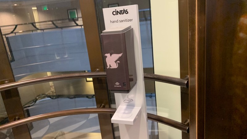 Hand Sanitization in the elevator