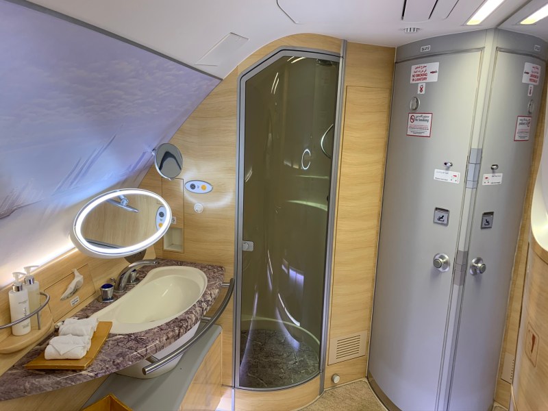 The Emirates First Class A380 shower