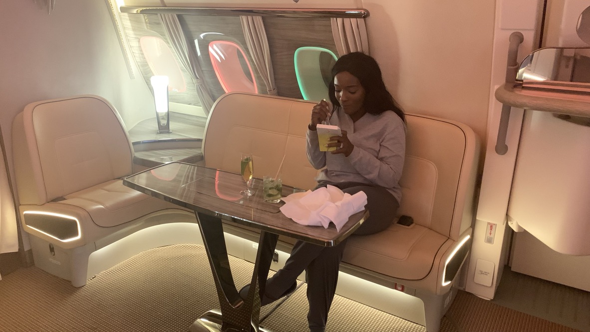 Emirates A380 onboard lounge