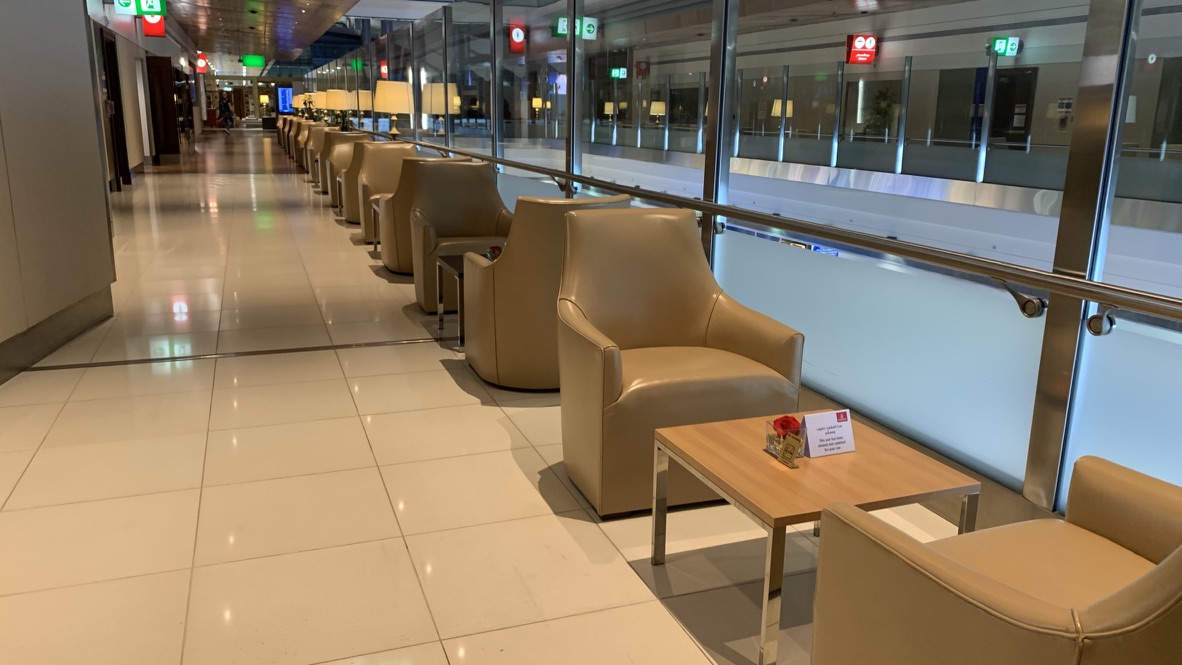 Seating area at the Emirates First Class Lounge Dubai
