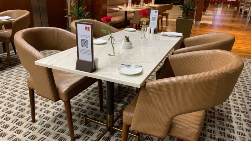 Dining area at the Emirates First Class Lounge Dubai
