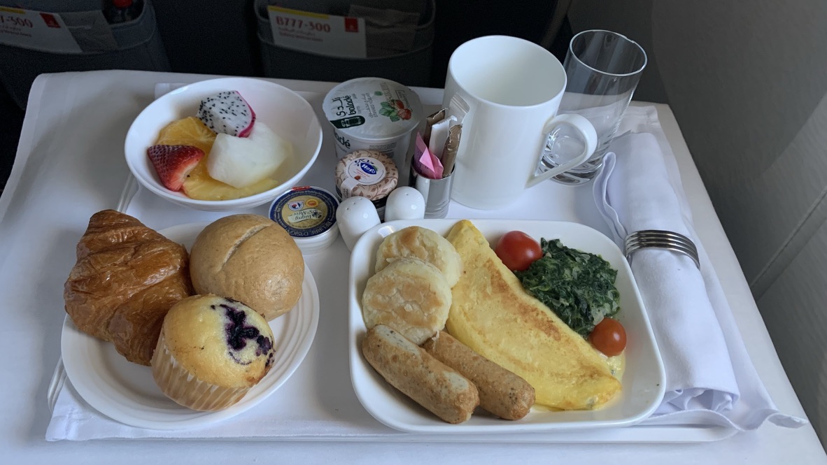 Breakfast onboard flight EK658