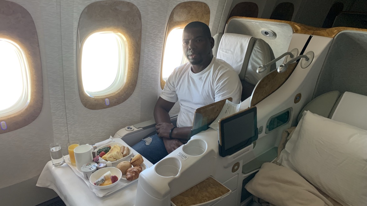 Breakfast onboard flight EK658