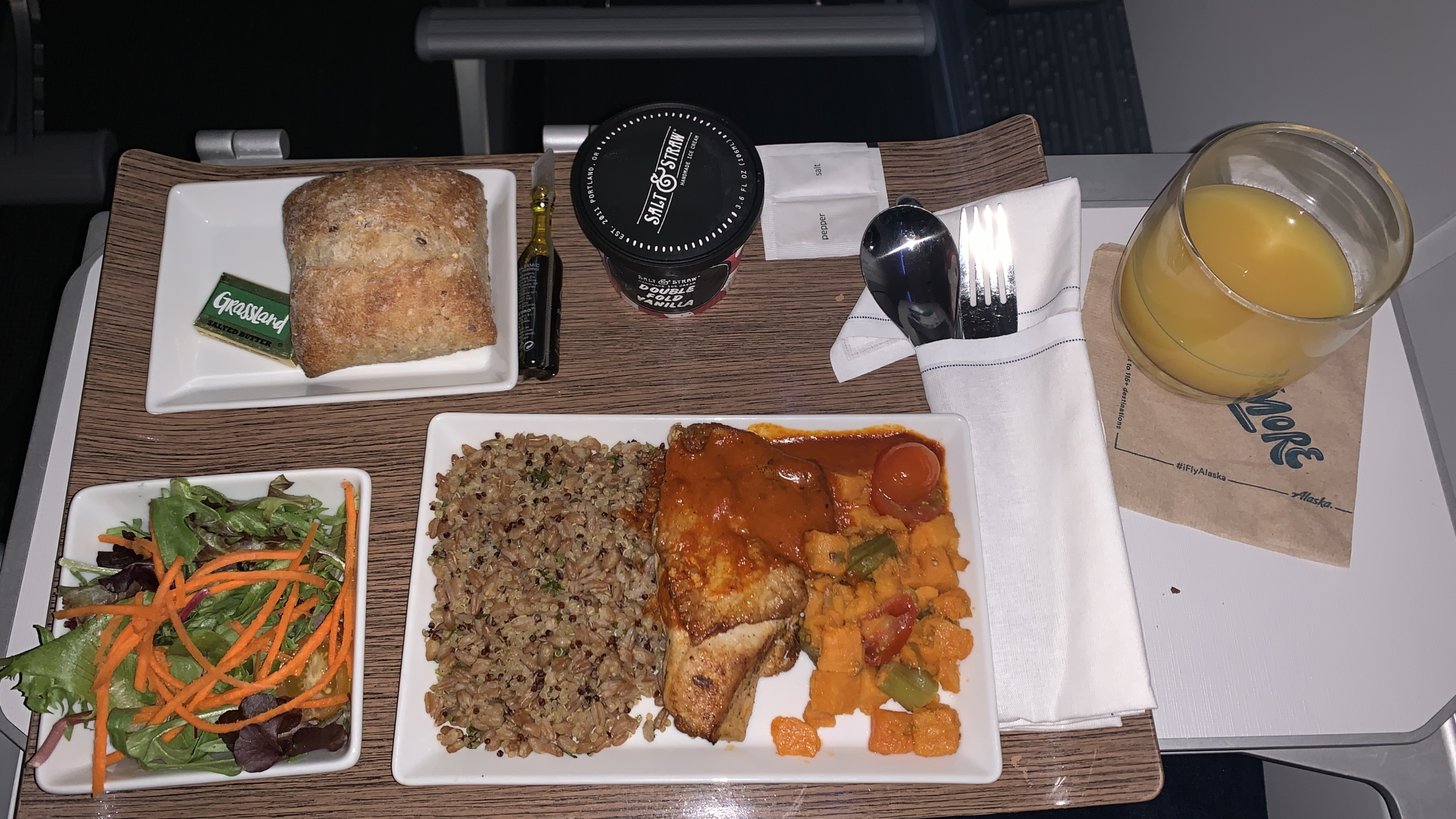 Dinner onboard flight AS1352