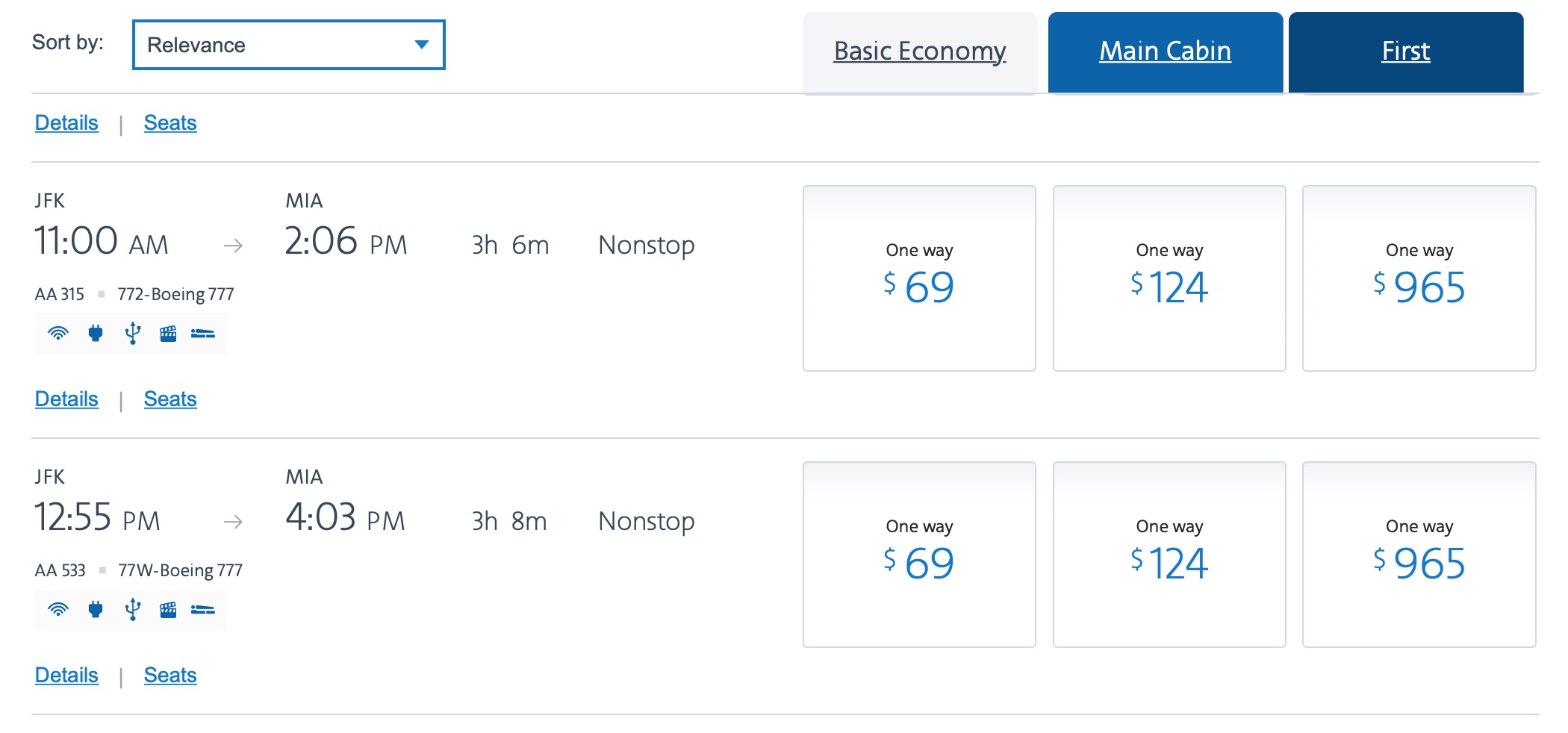 American Airlines First Class