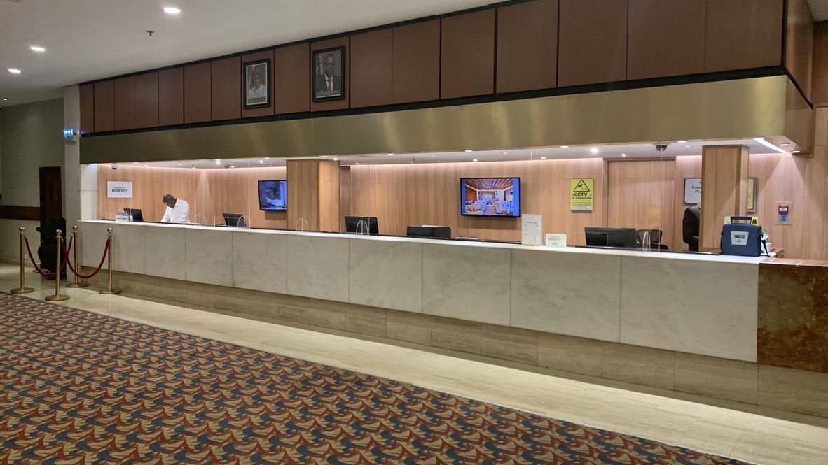 Front desk at the Sheraton Lagos Hotel, Ikeja