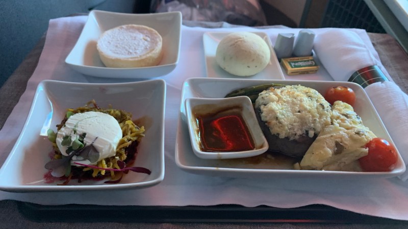 American Airlines Flagship Business lunch