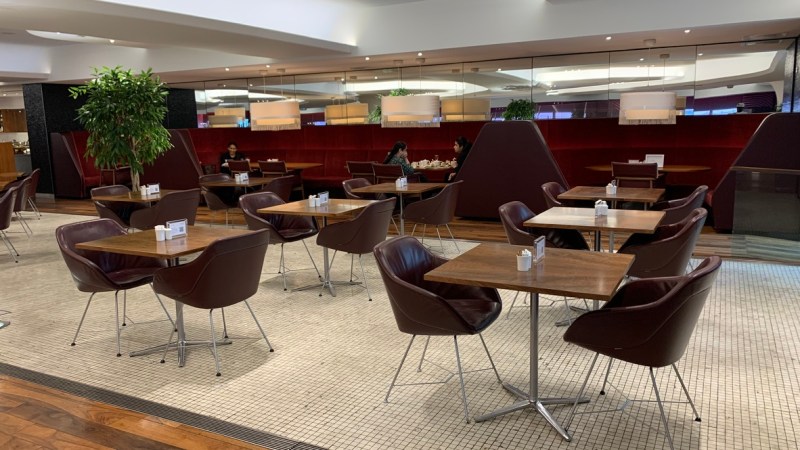 Dining area at the Virgin Atlantic Clubhouse London Heathrow
