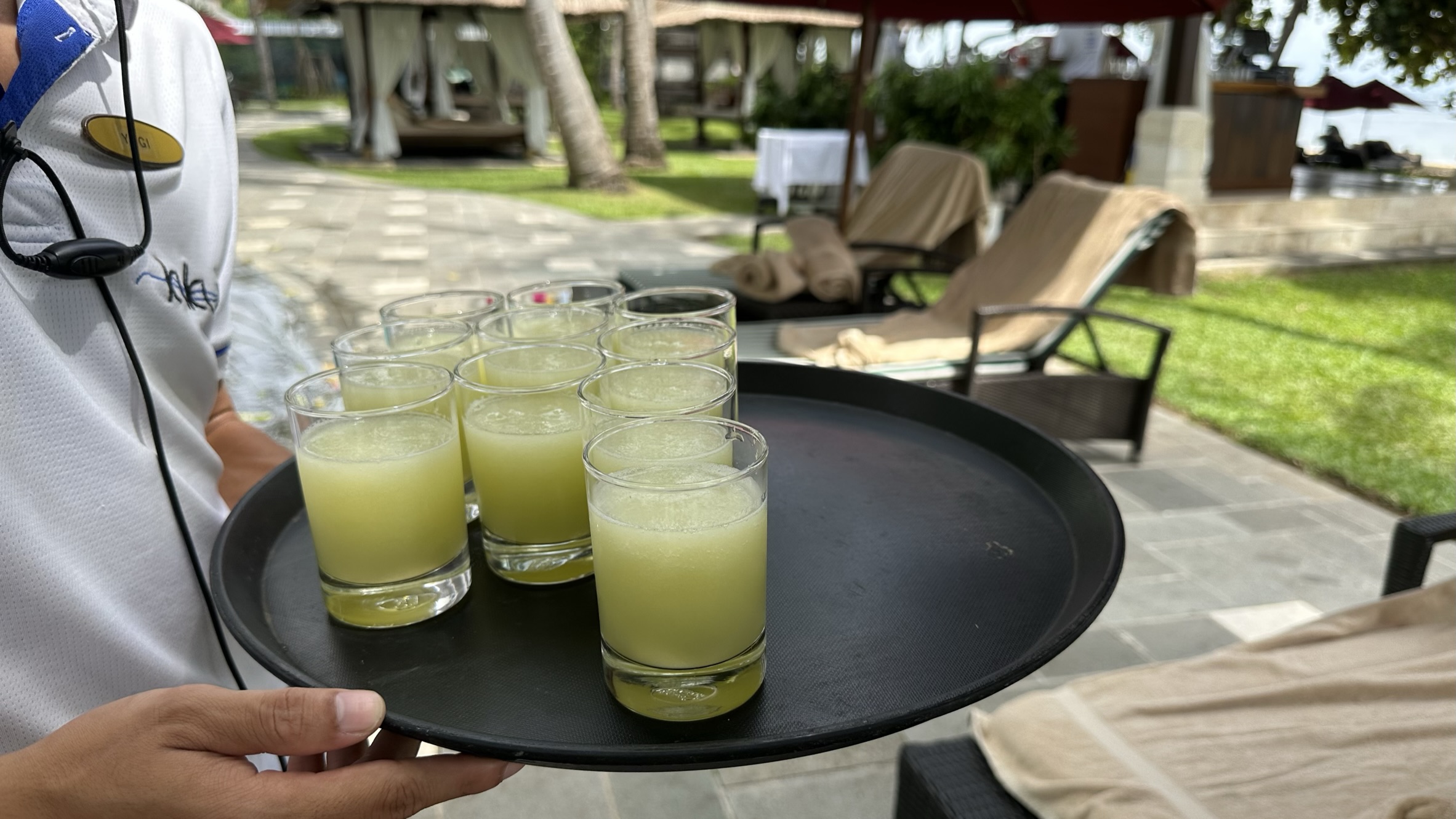 Complimentary drinks at the pool area