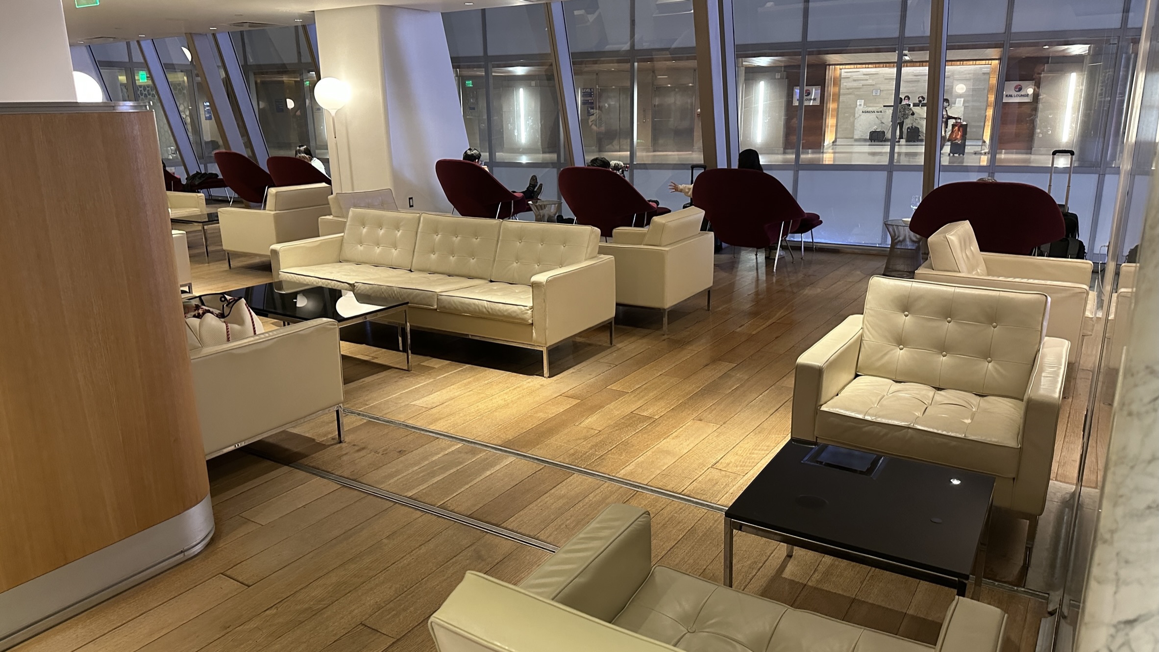 Seating area at the Qantas First Class Lounge LAX