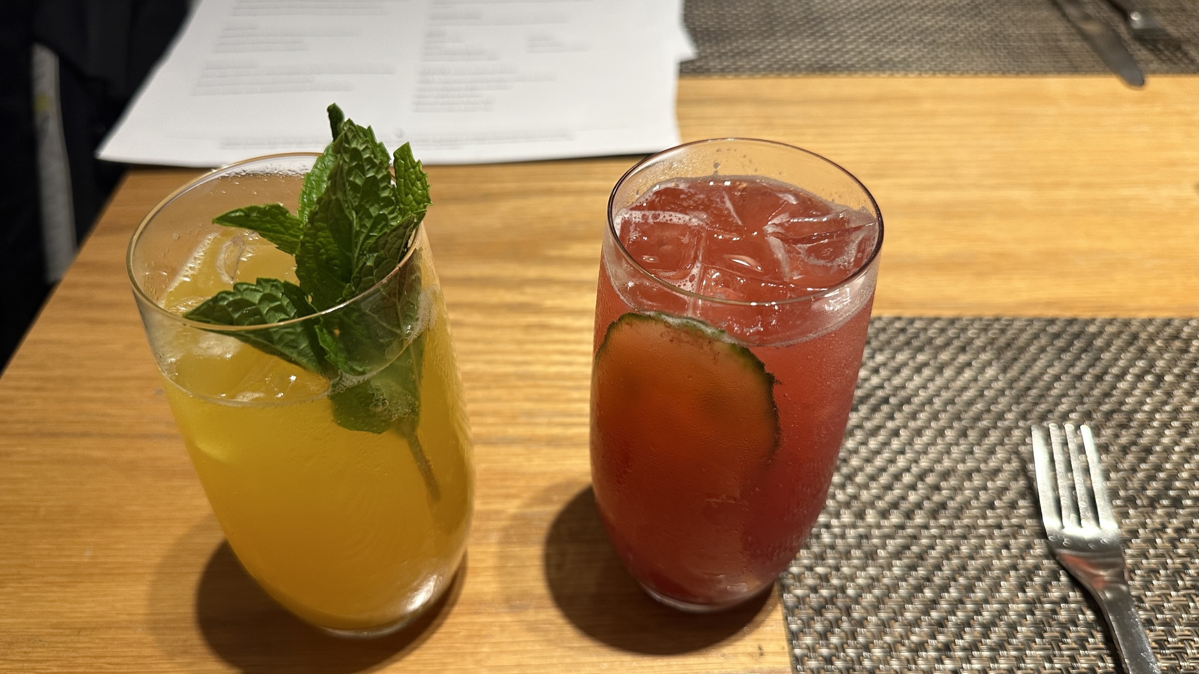 Refreshing beverage at the lounge